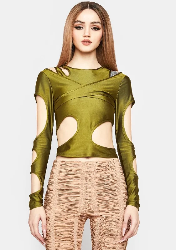 Versatile Wardrobe Essentials Olive Enter The Void Cut-Out Top