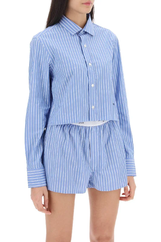 Clearance Sale Homme Girls Cropped Striped Poplin Shirt