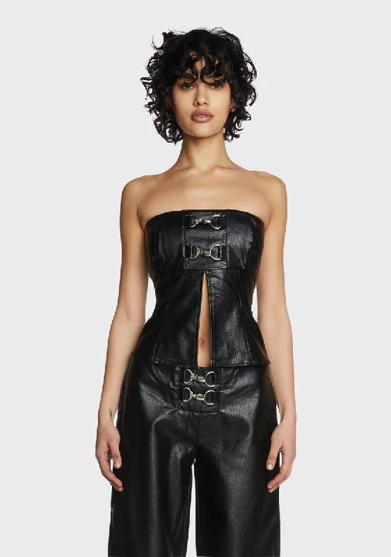 Elegant Style Vixen Vegan Leather Top