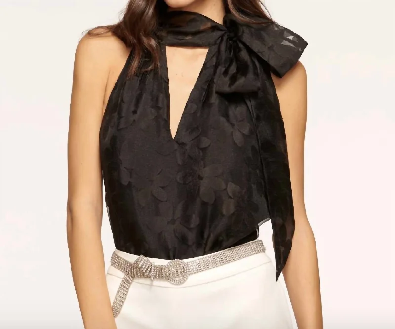 Women's Clothing for Every Occasion Claudia Bow Top In Black Petal