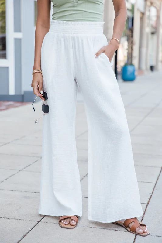 Embrace New Fashion Let Me Adore You Ivory Gauze Beach Pants