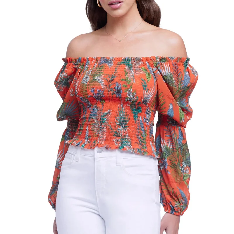 Additional Time-Limited Offers Cece Top In Orange Multi Parrot