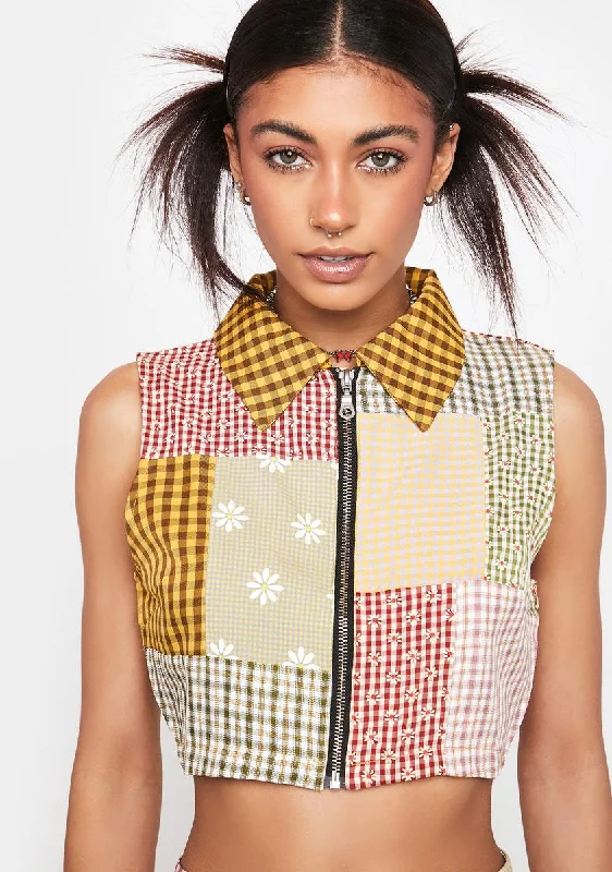 Relaxed Style Jessie Patchwork Cropped Shirt