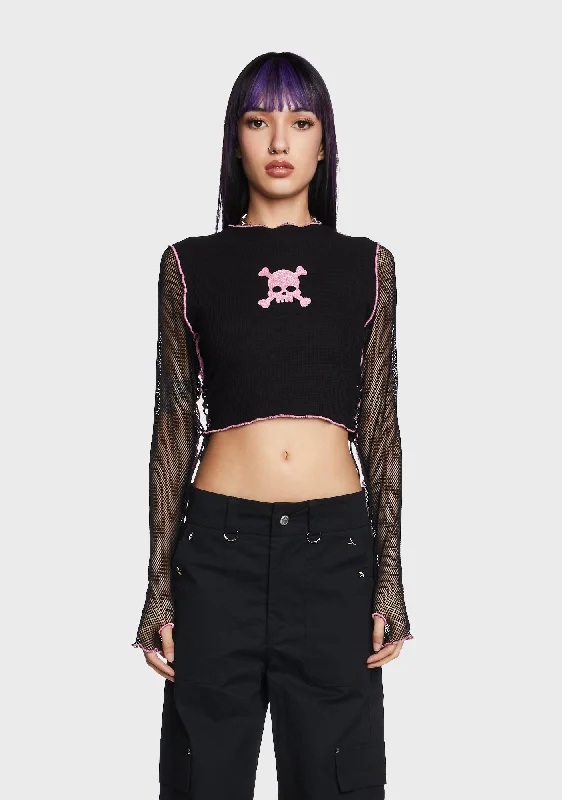 Flash Discount Riot Fishnet Sleeve Top