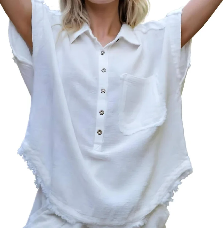 Style Your Wardrobe Cut Edge Dolman Sleeve Top In Cream