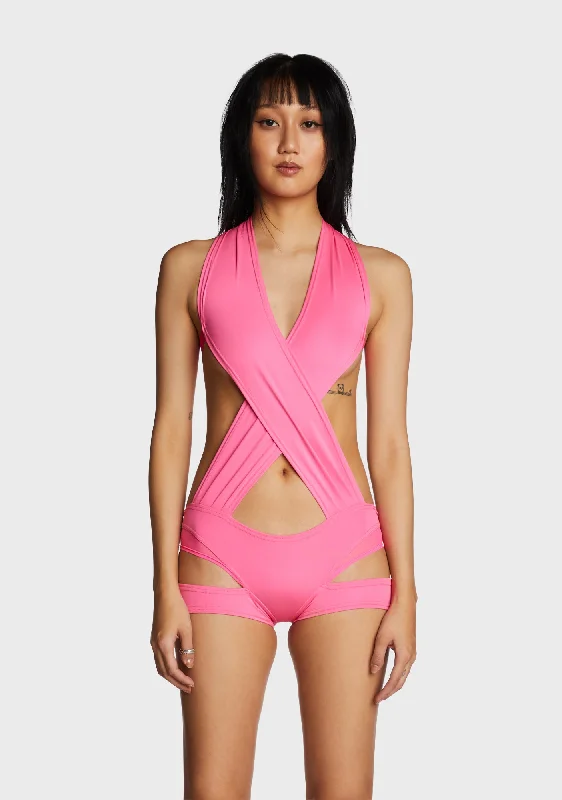 Urban Femme Streetwear Wrapper Playsuit - Pink