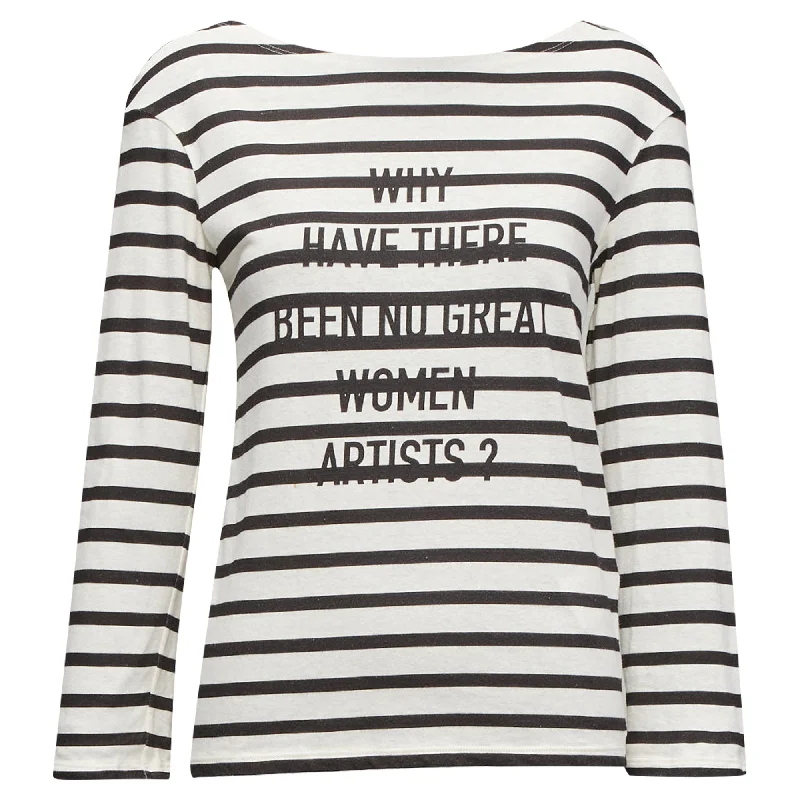 Chic Style Dior No Great Women Artists Striped Cotton Linen Tshirt