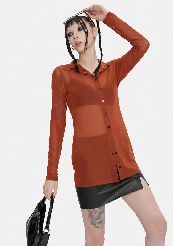 Final Sale Toffee Tere Mesh Shirt