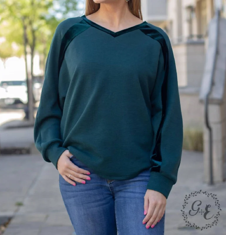 Trend Forward Threads For Her Made For You V Neck With Batwing Sleeve Top In Teal