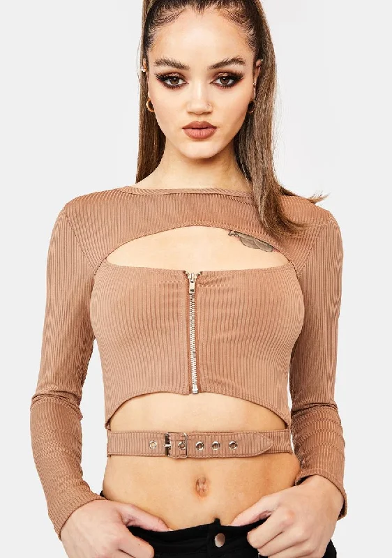 All Season Basics Discount Never Basic Ribbed Cutout Top