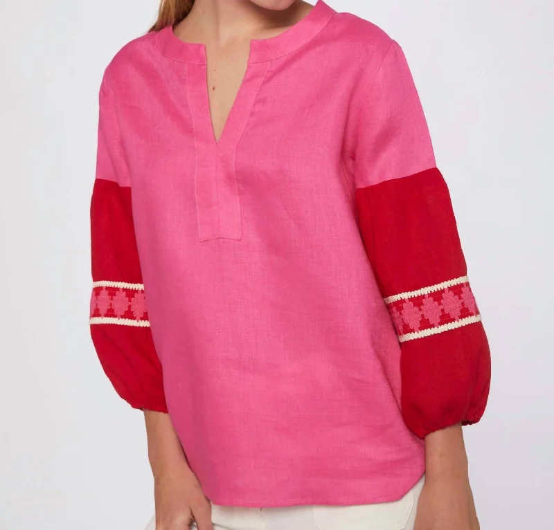 Stylish Loungewear for Women Kaya Shirt In Pink Linen