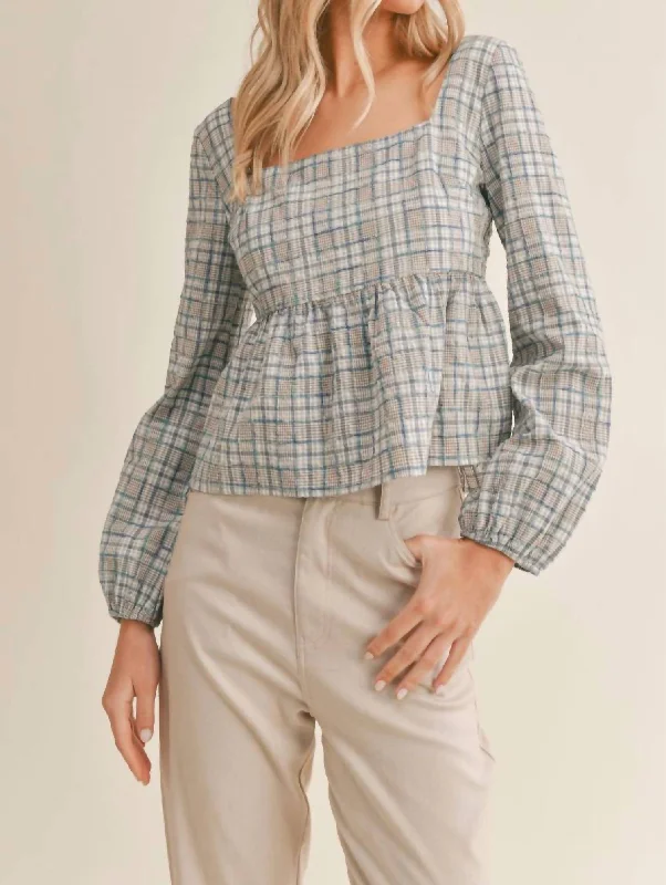 Casual Fashion Making Memories Plaid Top In Blue