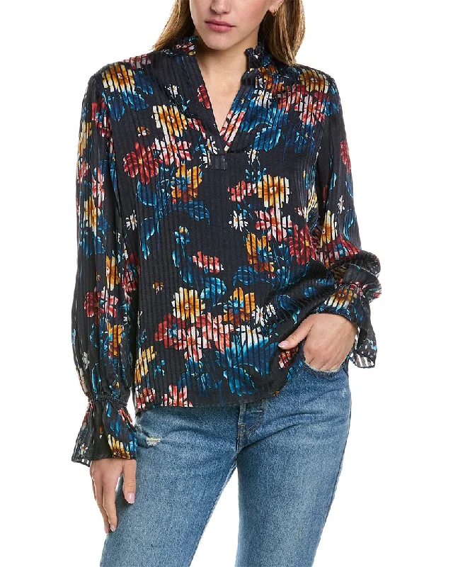 Free Spirited Fashion Elie Tahari Ruffle Neck Top