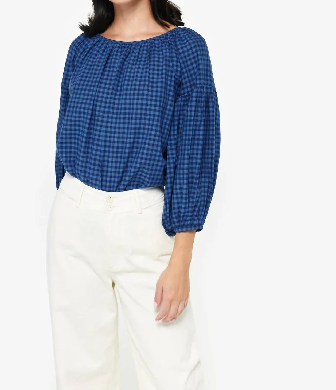 Mega Sale Chandini Top In Woven Blue Plaid