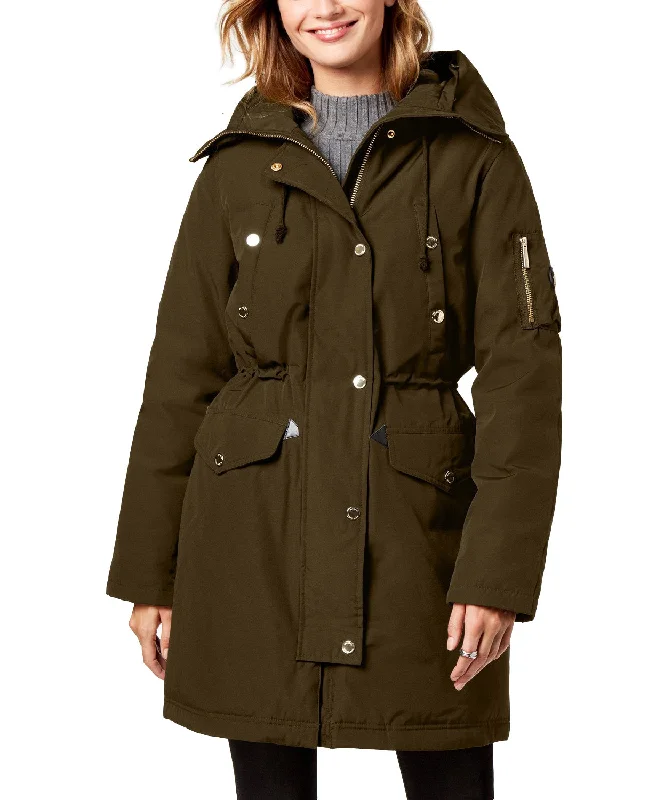 Elegant Style Michael Michael Kors Women's Olive Green Down Cinch Waist Parka Puffer