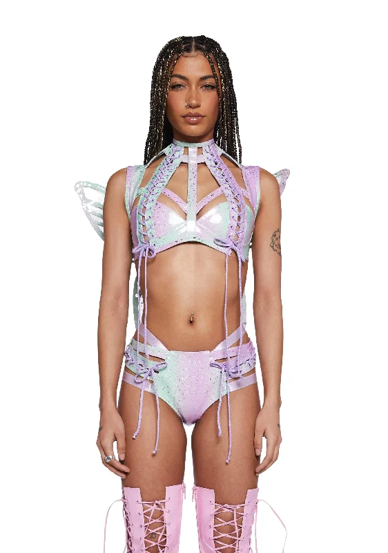 Chic Style Monarch Rude Awakening Harness Top - Rainbow