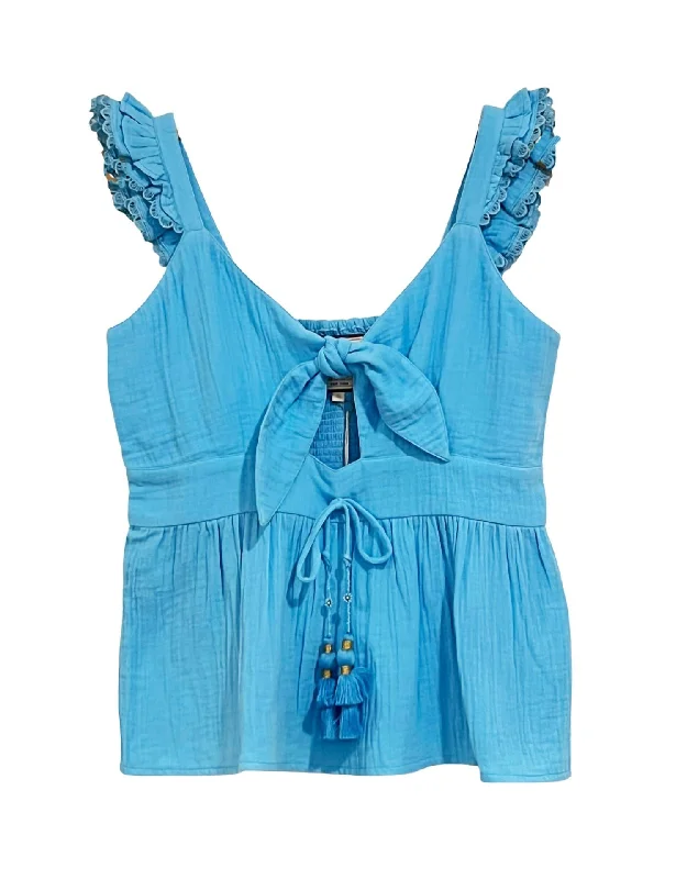 Trendy Boutiques Online Alexa Top In Turquoise Gauze