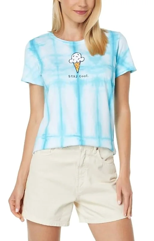 Women Clothes Stay Cool Cone Shirt In Island Blue Tie Dye