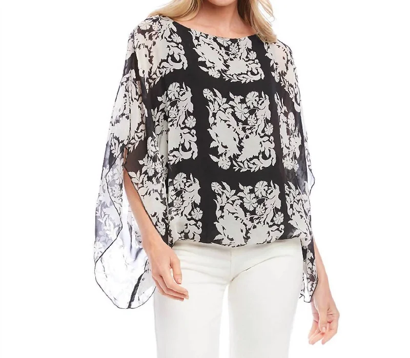 Holiday Glam Boatneck Scarf Top In Print