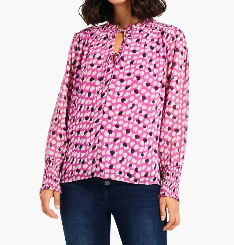 Casual Chic Vivid Dot Top In Pink Multi