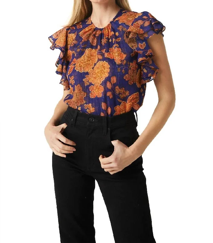 Women's Trendy Outfits Galeta Top In Blue Marigold