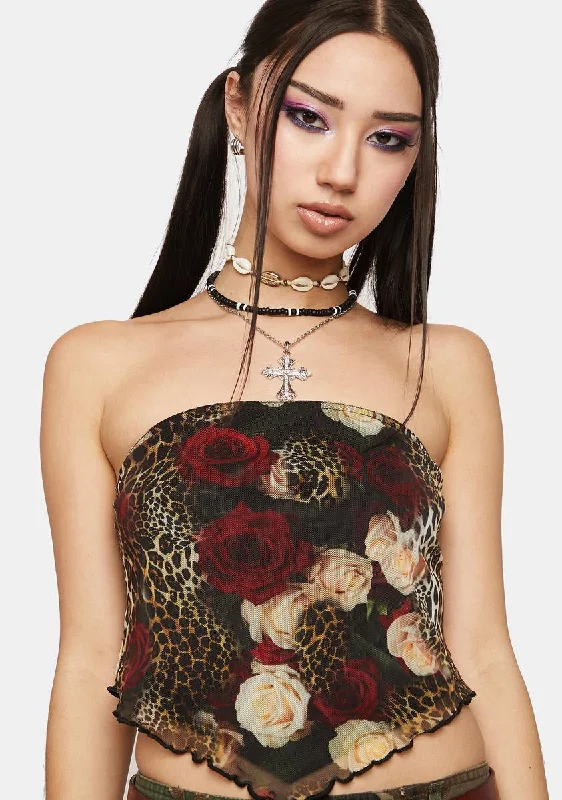 Daily Deals Dark Rose Animal Print Bandeau Top