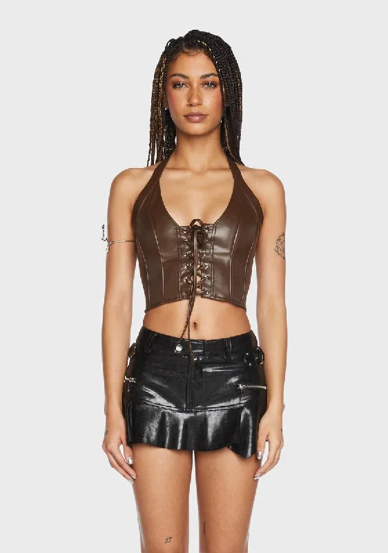 Casual Chic for Women Mocha What You've Got Vegan Leather Top