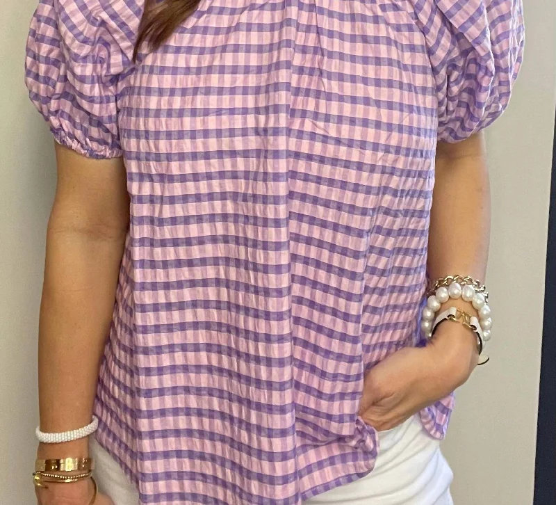 Seasonal Sale Check Top In Pink/purple