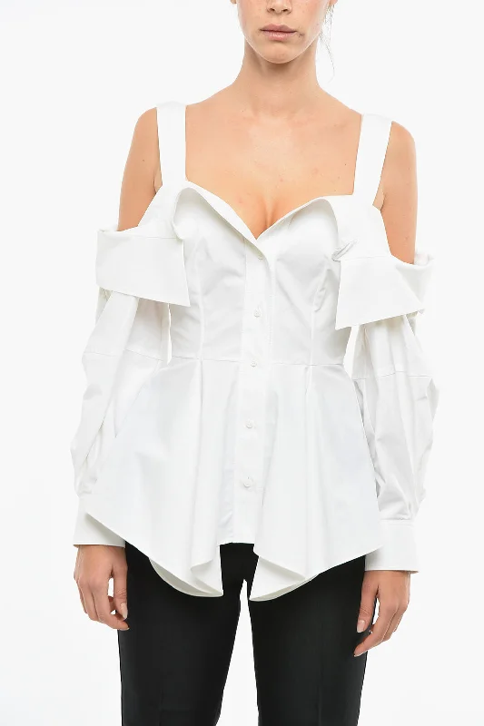 Signature Style Essentials Alexander McQueen Cotton Cold-shoulder Peplum Shirt