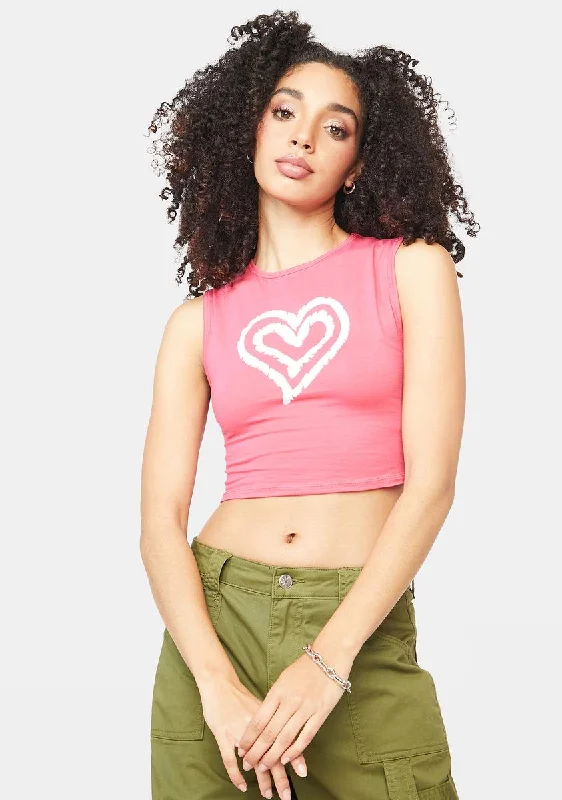 Bold Fashion Hot Pink Heart Gimon Top