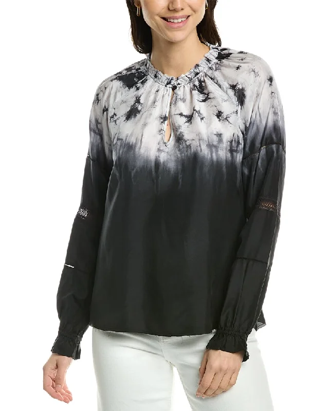 High Street Women's Fashion for Trendy Shoppers Go> by GoSilk  Attention To Detail Silk Peasant Top