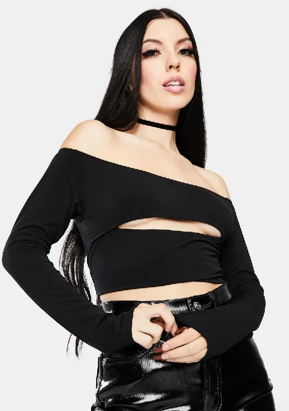 Earthy Tones Leja Off Shoulder Cut-Out Top