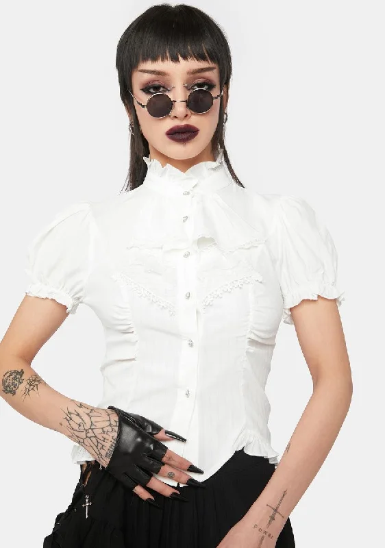 Women's Clothing Stores White Cropped Button Top