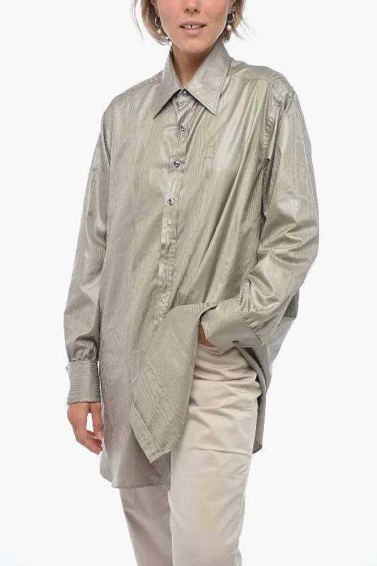 Effortless Chic Apparel Maison Margiela MM1 Jacquard Satin Shirt with Spread Collar