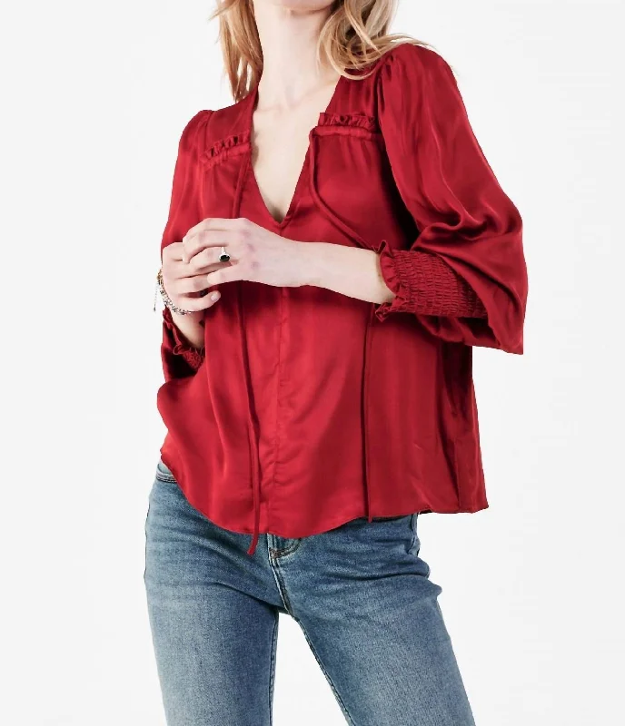 Comfortable Chic Amelia Ruched Top In Barbados