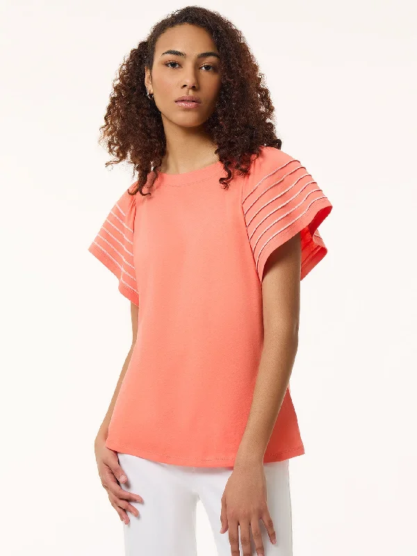 Comfortable Loungewear for Women Flutter Short-Sleeve Top, Cotton Modal