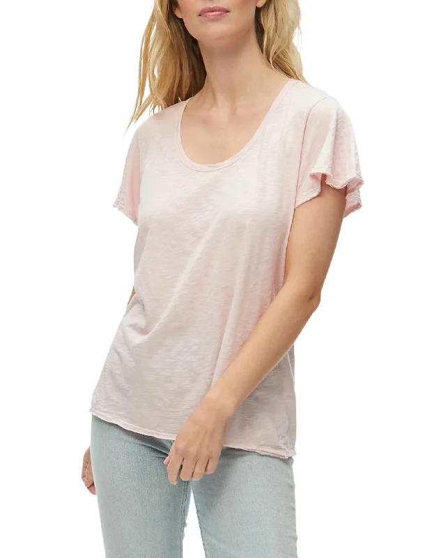 Hot Styles Women's Jana Scoop Neck Flutter Sleeve Top In Rose