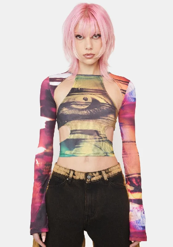 Insane Discount Onslaught Oracle Eye Print Top