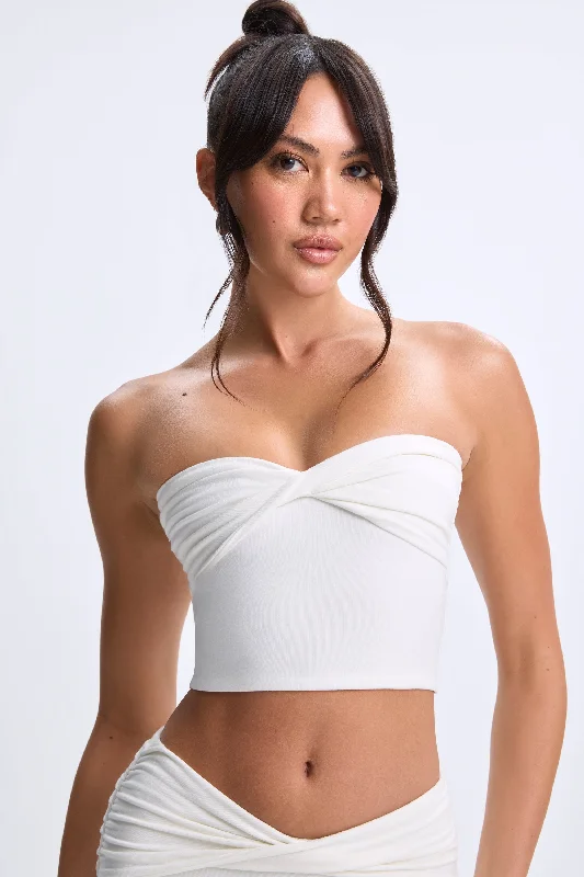 Hot Deals Twist-Front Bandeau Top in White