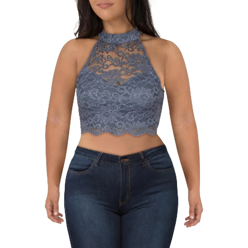 Casual Chic Juniors Womens Lace Glitter Cropped