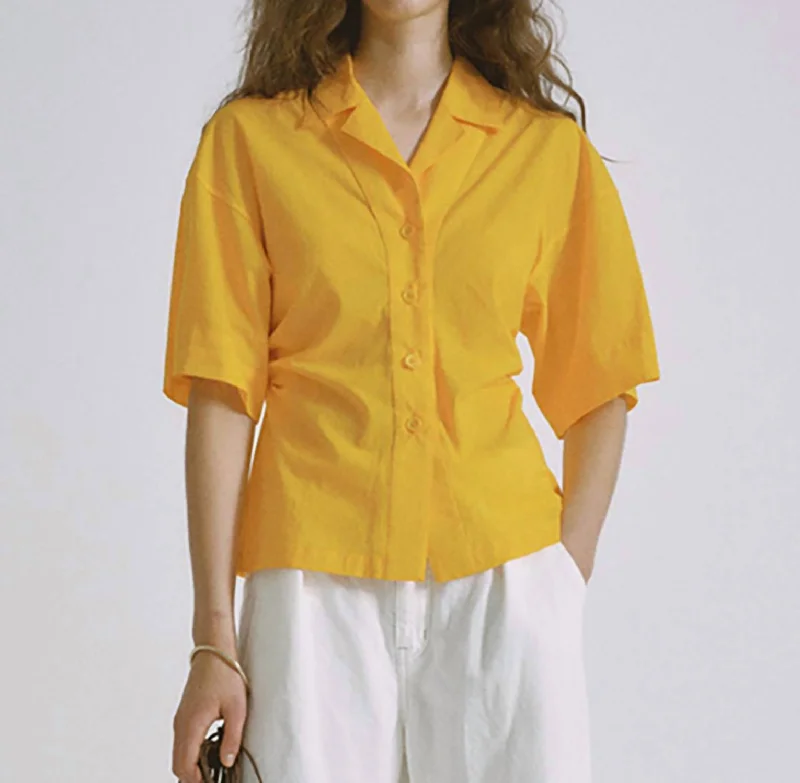 Fashionable Women's Wardrobe Gathered Waist Shirt In Mango