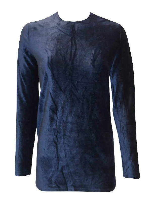 Designer Women's Fashion Online Women's Velour Sport Top In Navy