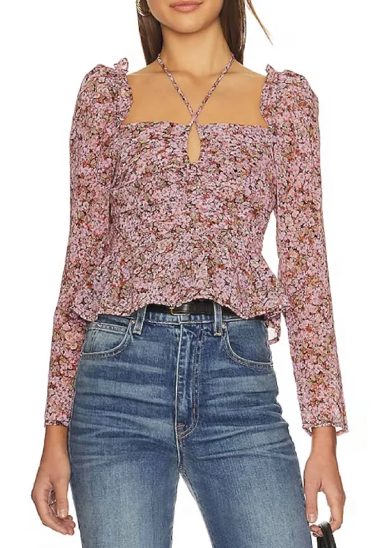 Gift Ideas Toni Top In Black Pink Floral