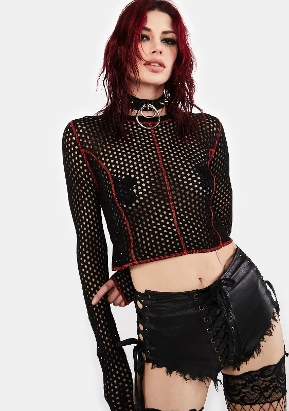 Bold Fashion Cropped Contrast Seam Top