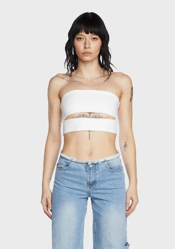 Trendy Fashion For Women White Darcey Cut-Out Tube Top