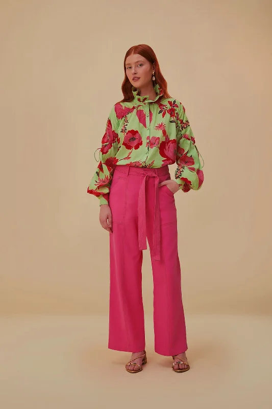 Chic Women's Clothing for Work and Travel Pink Wide Pants