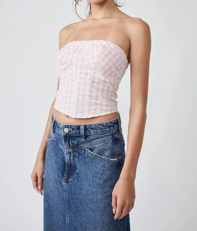 Best Online Women's Boutiques Leilani Gingham Tube Top In Pink Gingham