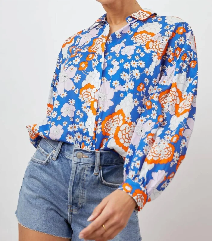 Relaxed Style Janae Shirt In Cobalt Floral