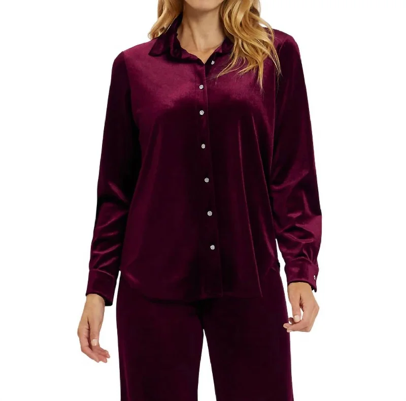 Chic Wardrobe Brandy Velvet Top In Garnet/sparkle (Gnts)