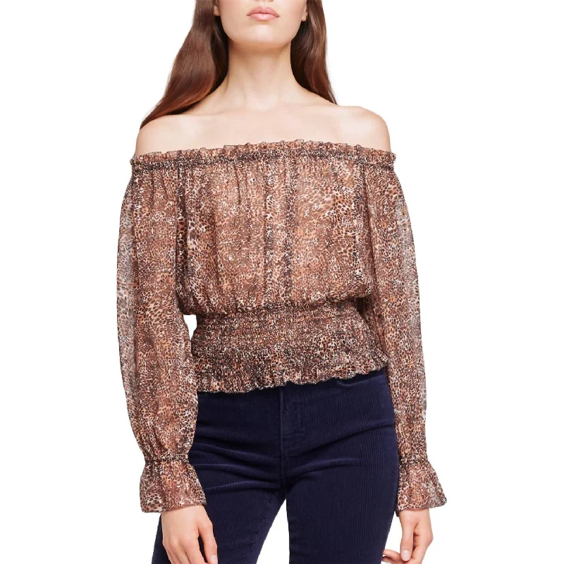 Limited Time Offer Lilia Top In Brown/black Small Cheetah